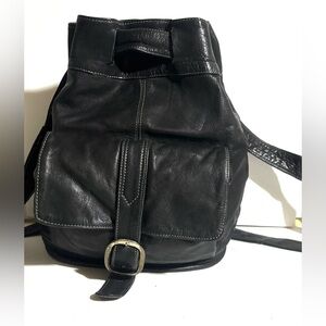 Vintage unisex Black Leather  Backpack